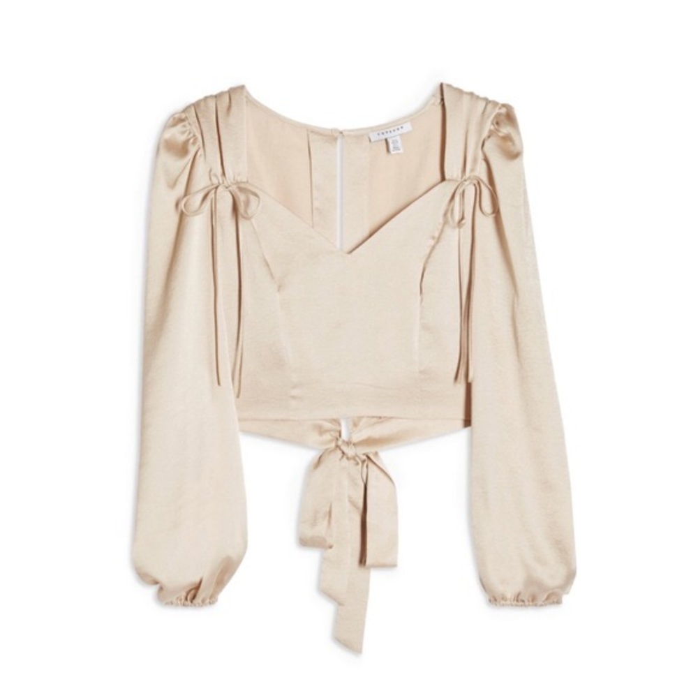 Topshop Open Back Puff Sleeve Blouse
